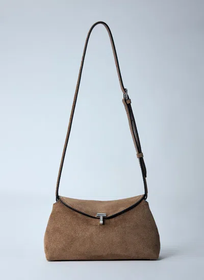 Totême T-lock Suede Clutch In Brown