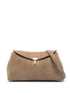 Totême Toteme T-lock Suede Clutch Bags In Tobacco