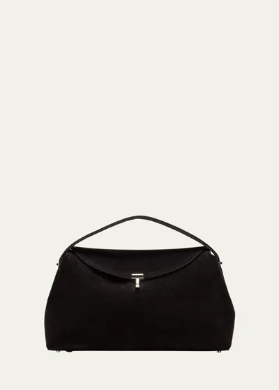 Totême T-lock Suede Top Handle Bag In 040 Espresso