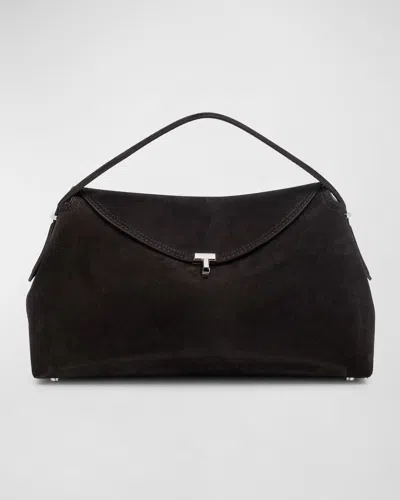 Totême T-lock Suede Top-handle Bag In Espresso