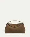 Totême T Lock Suede Top-handle Bag In Tobacco