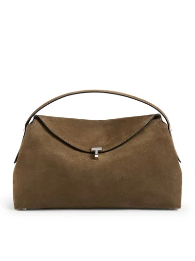 Totême T-lock Suede Top Handle In Brown