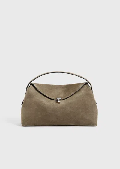 Totême T-lock Suede Top Handle Tobacco