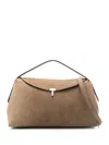 Totême Toteme T-lock Suede Top Handle Bags In Tobacco