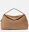 Totême T-lock Suede Tote Bag In Tobacco 104