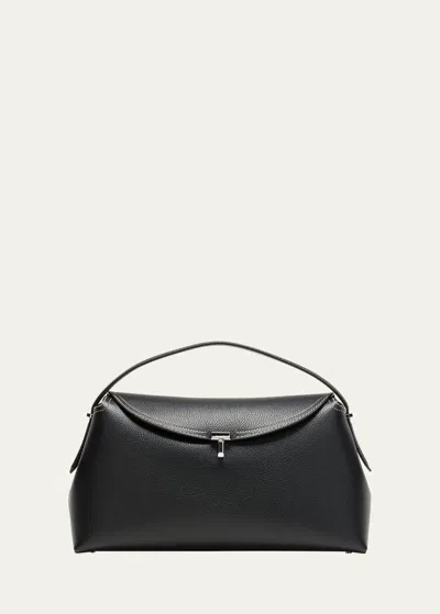 TOTÊME T-LOCK TOP HANDLE BAG IN PEBBLE GRAIN LEATHER