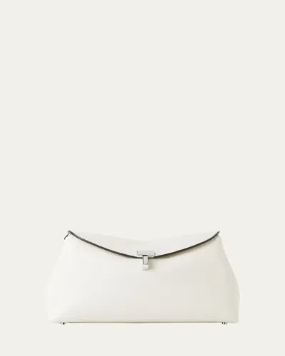 Totême T-lock Top Handle Bag In Pebble Grain Leather In Milk