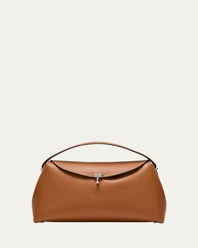 TOTÊME T-LOCK TOP HANDLE BAG IN PEBBLE GRAIN LEATHER