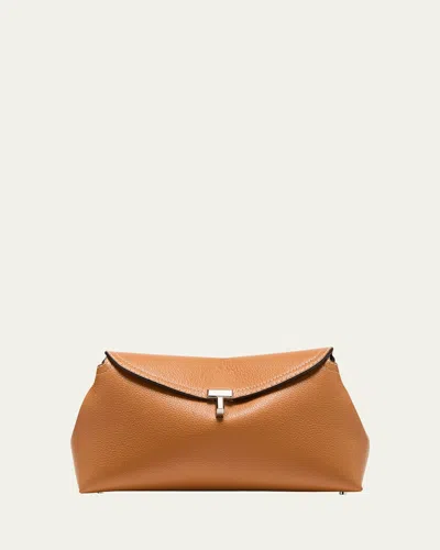Totême T-lock Top Handle Bag In Pebble Grain Leather In Tan