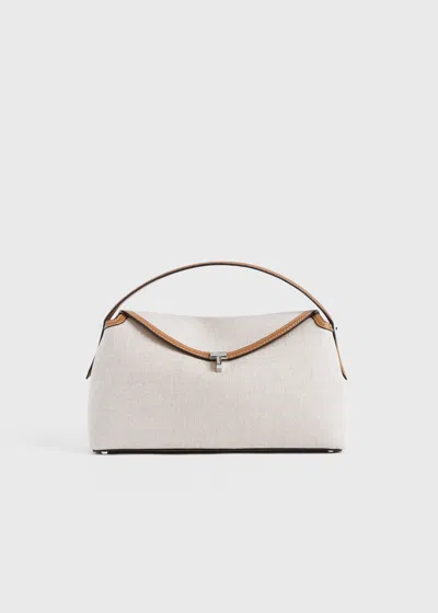 Totême T-lock Canvas Top Handle Ecru/tan In Ecru,tan