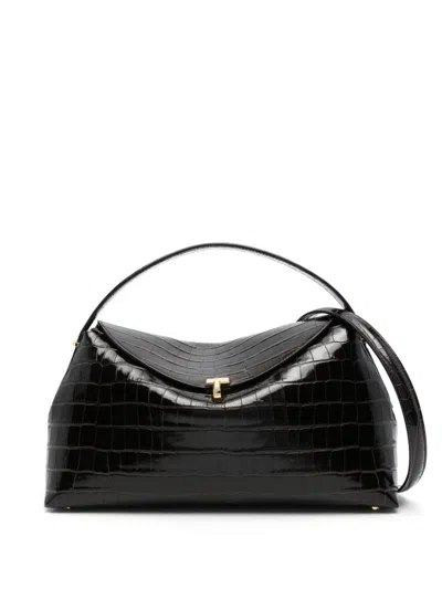 Totême T-lock Top Handle Black Croco