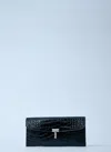 Totême T-lock Croco-embossed Leather Wallet