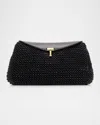 Totême Toteme T-lock Woven Leather Top Handle Bag In Black