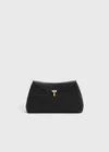 Totême T-lock Woven-leather Clutch Black In Black