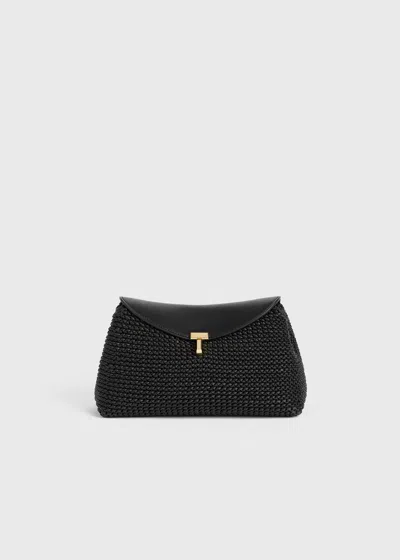 Totême Toteme T-lock Woven Leather Clutch Bag Bags In Black