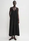 Totême T-strap Crepe-back Satin Dress Black In Black