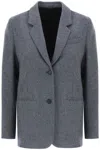 Totême Grey Single-breasted Jacket With Notched Revers In Wool Blend Woman In Grigio