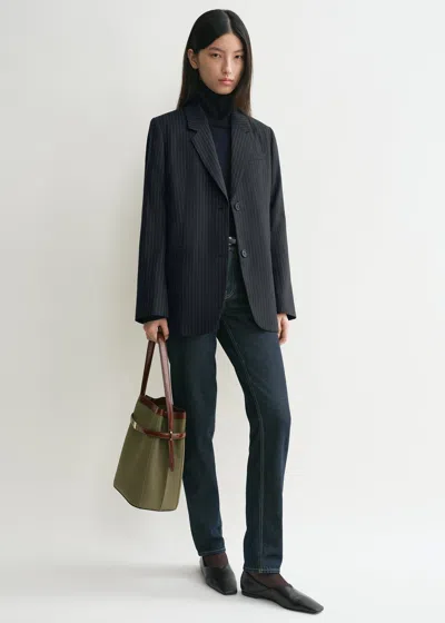 TOTÊME TAILORED PINSTRIPED SUIT JACKET NAVY