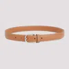 TOTÊME TAN BROWN GRAINED LEATHER SLIM TROUSERS LEATHER BELT