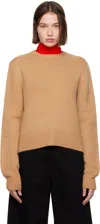 Totême Toteme Crop Stretch Cashmere & Merino Wool Crewneck Sweater In Camel 033