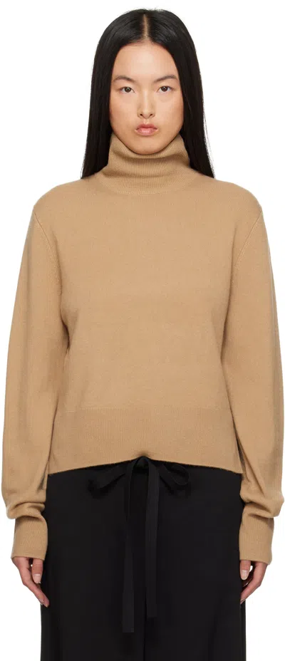 Totême Turtleneck Cashmere Crop Sweater In Camel 033