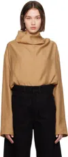 TOTÊME TAN FUNNEL-NECK BLOUSE