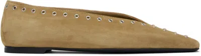 TOTÊME TAN SUEDE LACE-UP BALLERINA FLATS