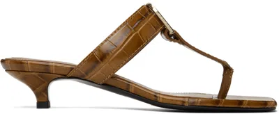 Totême Tan 'the Belted Croco' Heeled Sandals In 033 Camel