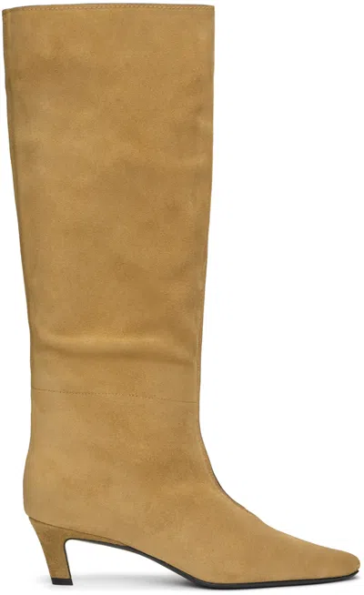 Totême Tan 'the Wide Shaft' Boots In 126 Caramel