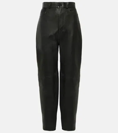 Totême Tapered Leather Pants In Black