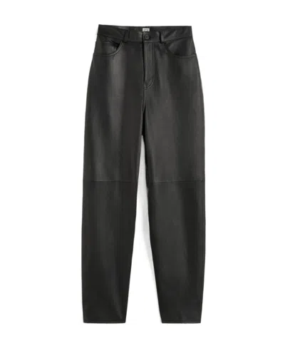 Totême Tapered Leather Trousers In Black