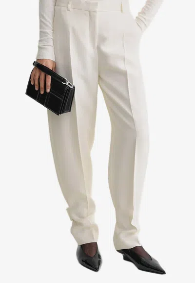 Totême Tapered-leg Pants With Buckle Detail In White
