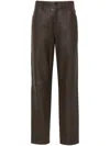 Totême Tapered Leather Trousers In Brown