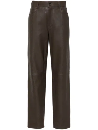 Totême Tapered Trousers In Brown