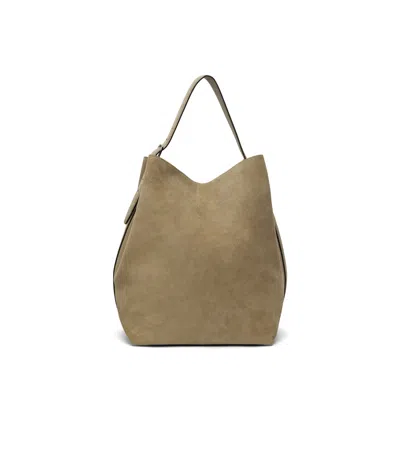 Totême Taupe Belted Suede Tote In Brown