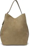 Totême Taupe Belted Suede Tote In Desert 272