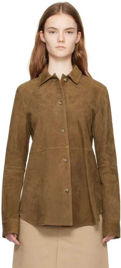 Totême Taupe Soft Suede Jacket In 104 Tobacco