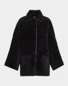 Totême Teddy Lamb Shearling Overshirt Jacket In Black
