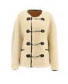 Totême Sheep Shearling Clasp Single-breasted Teddy Jacket In Nude