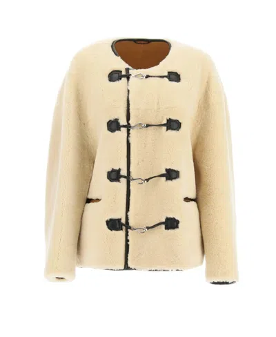 TOTÊME TOTÊME TEDDY SHEARLING CLASP BUTTONED COAT
