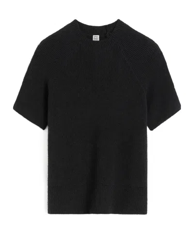 Totême Terry Ribbed Short-sleeved Jumper In Black