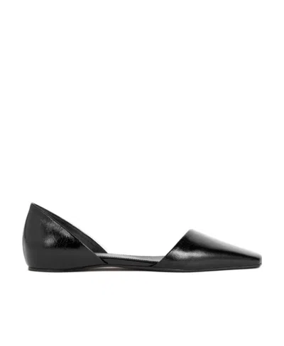 Totême The Asymmetric D'orsay Leather Ballerina Shoes In Black