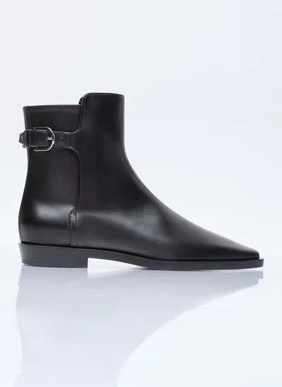 Totême Toteme Women's Black Buckled Square-toe Leather Boots