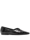 Totême Toteme Croc-embossed Leather The Everyday Ballet Flats In 褐色