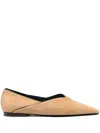 Totême Lace-up Eyelet-embellished Suede Ballet Flats In Neutrals