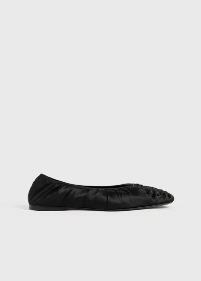 Totême Womens Black The Gathered Square-toe Satin Flats