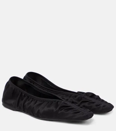 Totême The Gathered Satin Ballet Flats In Black