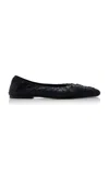Totême Womens Black The Gathered Square-toe Satin Flats In Black