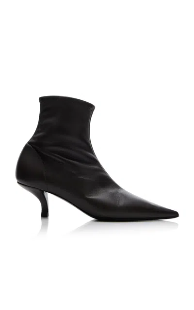 Totême The Heeled Sock Leather Ankle Boots In Brown