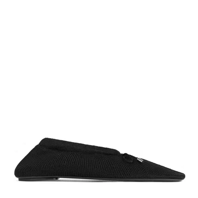 Totême Knitted Bow Ballerina Flats In Black